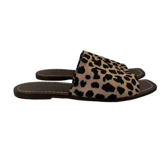 Loeffler Randall Daria Stretch Square Toe Slides In Leopard Dark Brown Size 10 - Picture 3 of 13